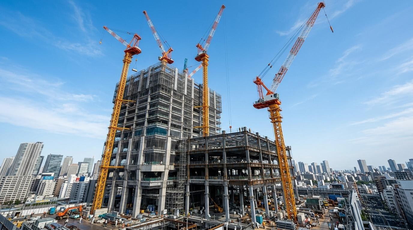 大林組の建設現場と業績に関するイメージ