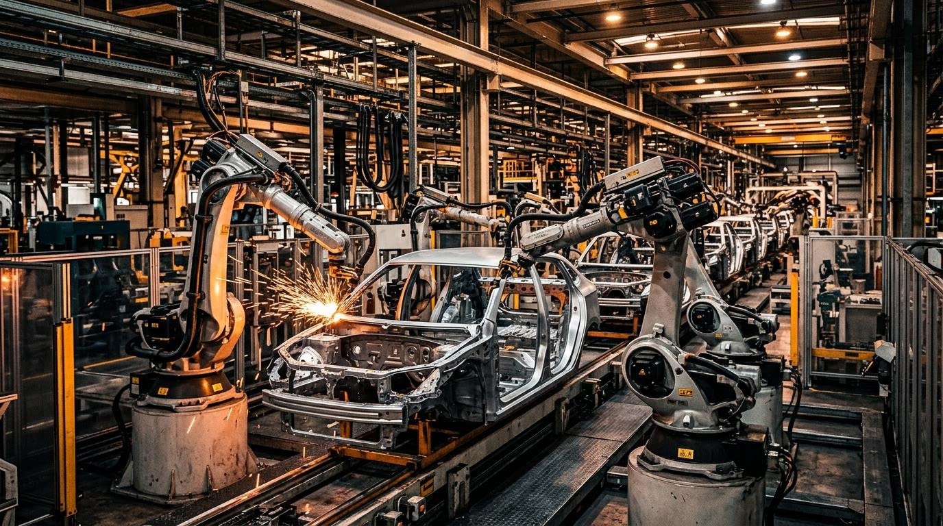 スバルの車両製造ラインと株価に関するイメージ